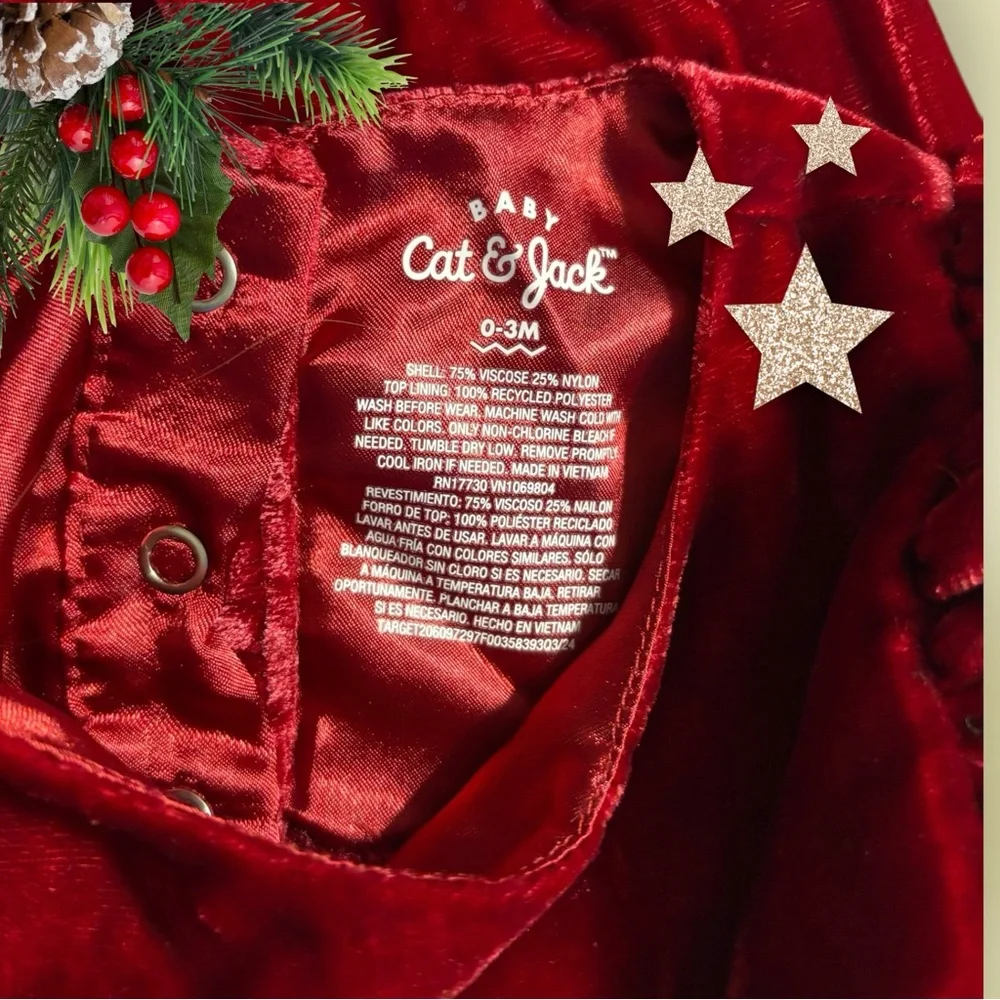 Festive Baby Onesies Lot of 2 in Red and White Size 3months and 0-3mo
